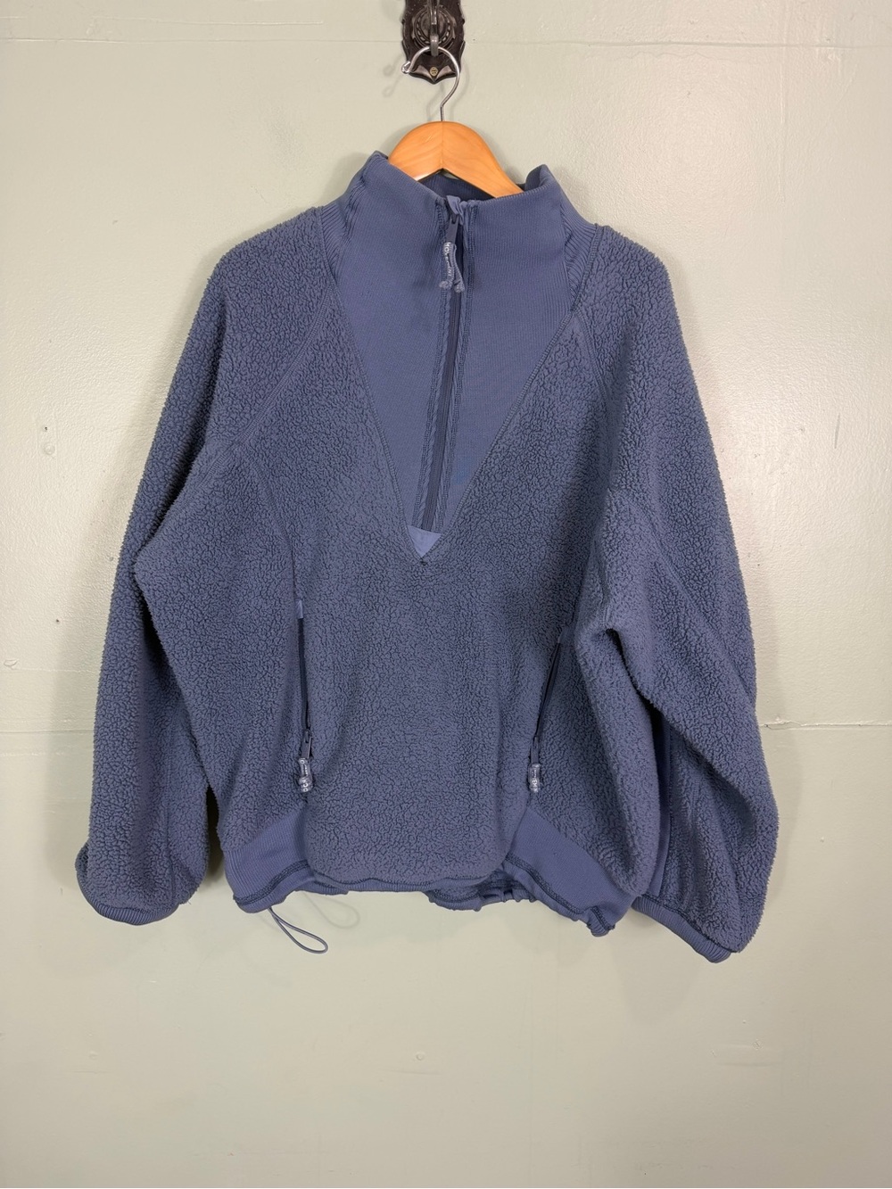 Free People Movement Ready Set Rib Fleece Pullover Blue XL